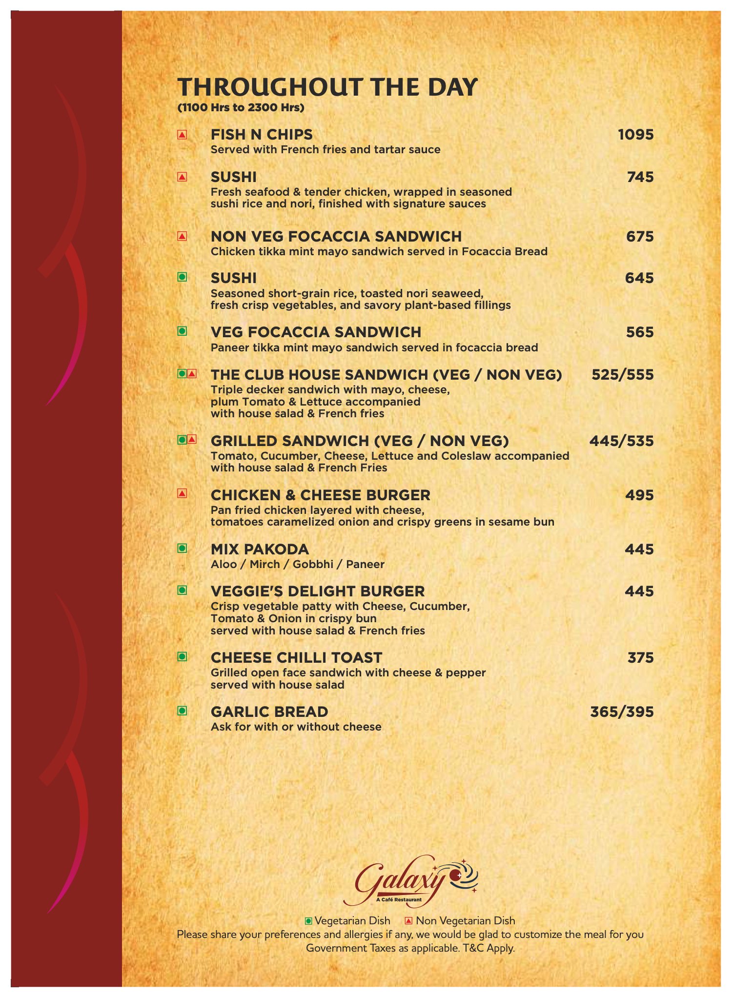 Galaxy menu, page 3 of 19: throughout the day