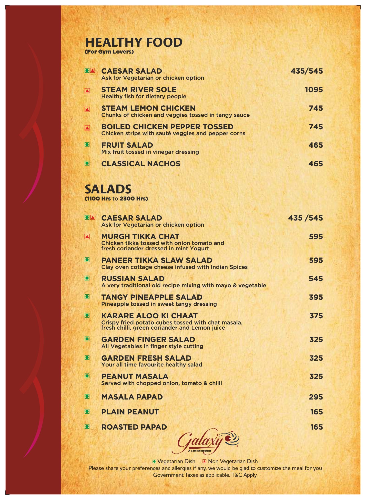 Galaxy menu, page 4 of 19: healthy food